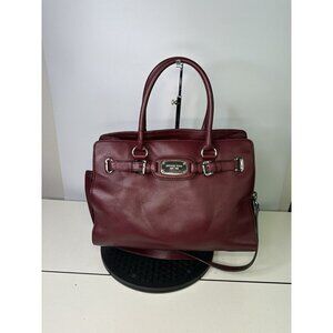 Michael Kors Red Oxblood Maroon Pebbled Leather Hamilton Shoulder Purse